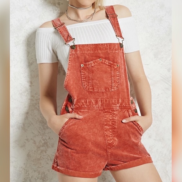 orange corduroy overalls